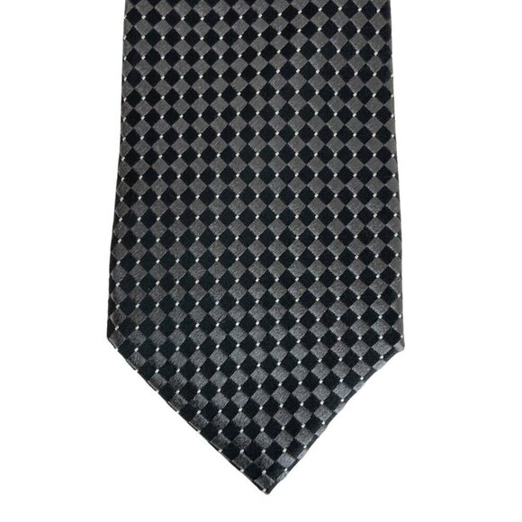 Donald J Trump Signature Collection Handmade Black Checkered Silk Necktie Tie - Picture 2 of 4